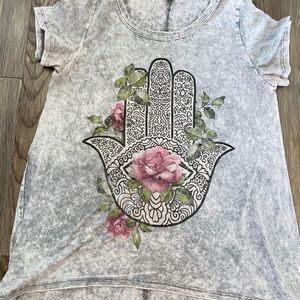 Heather grey high low tee